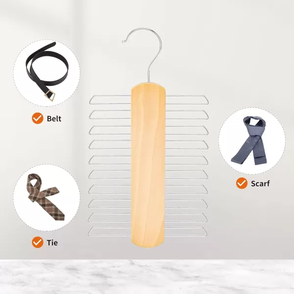 Amazon Basics 20 Bar Wooden Tie Hanger amp Belt Rack  Natural 2PackAmazon Basics 20 Bar Wooden Tie Hanger amp Belt Rack  Natural 2Pack