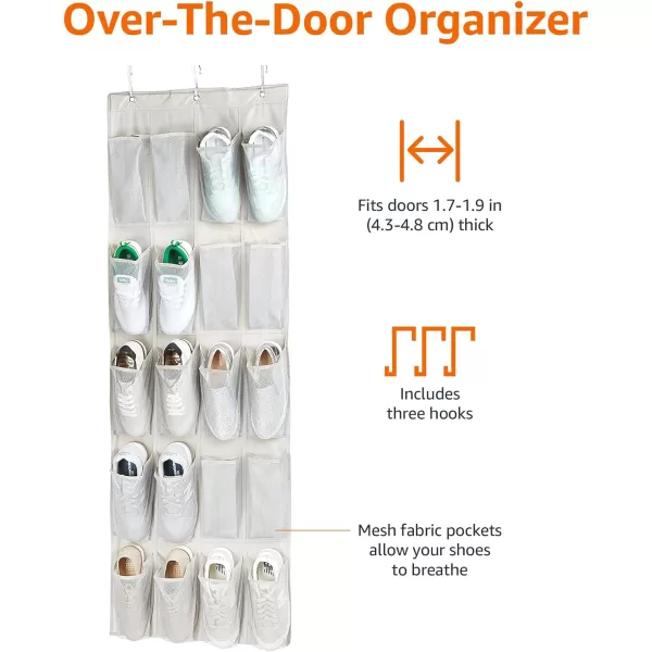 Amazon Basics 20 Large Pocket OvertheDoor Hanging Shoe Organizer Grayish TanAmazon Basics 20 Large Pocket OvertheDoor Hanging Shoe Organizer Grayish Tan
