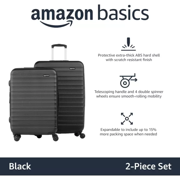 Amazon Basics 20Inch Hardside Spinner BlackBlack 2piece Set