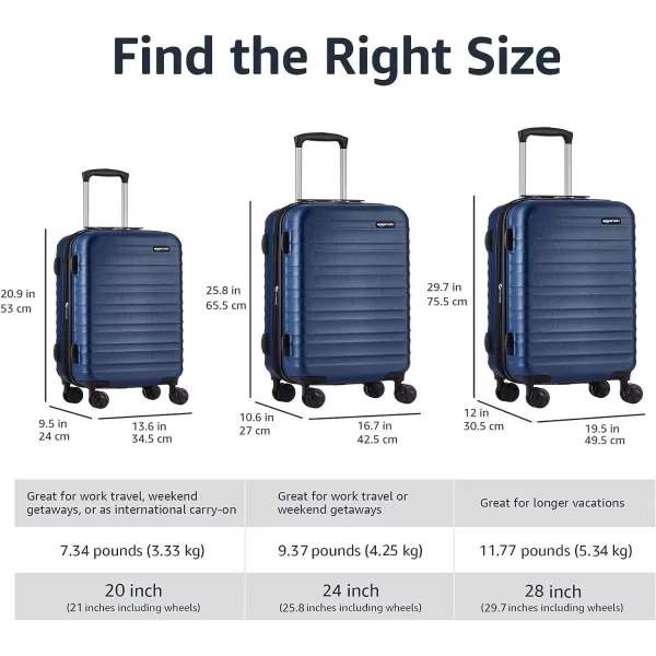 Amazon Basics 20Inch Hardside Spinner BlackNavy Blue 24inch