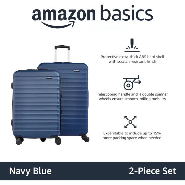 Amazon Basics 20Inch Hardside Spinner BlackNavy Blue 2piece Set