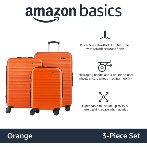 Amazon Basics 20Inch Hardside Spinner BlackOrange 3piece Set