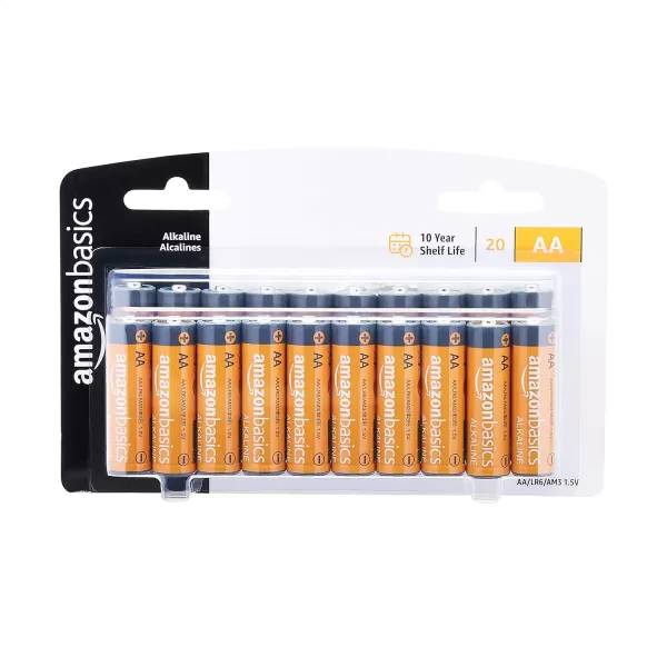 Amazon Basics 20Pack AA Alkaline Batteries 15 Volt LongLasting PowerAmazon Basics 20Pack AA Alkaline Batteries 15 Volt LongLasting Power