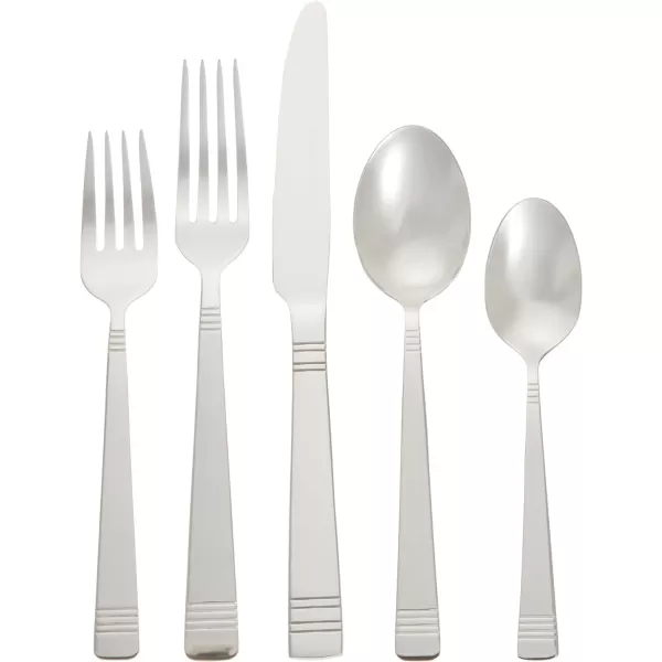 Amazon Basics 20Piece Stainless Steel Flatware Set with Round Edge Service for 4 Silver20Piece Bistro