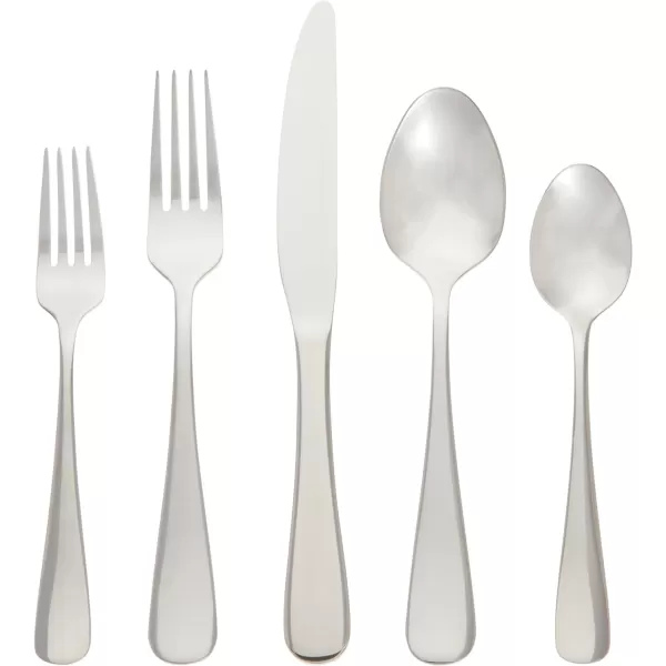 Amazon Basics 20Piece Stainless Steel Flatware Set with Round Edge Service for 4 Silver20Piece Round Edge