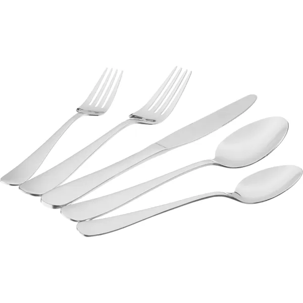 Amazon Basics 20Piece Stainless Steel Flatware Set with Round Edge Service for 4 Silver20Piece Round Edge