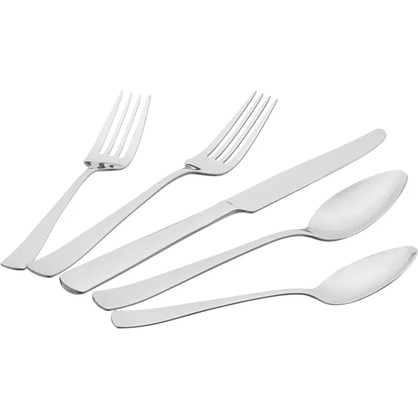 Amazon Basics 20Piece Stainless Steel Flatware Set with Round Edge Service for 4 Silver20Piece Square Edge