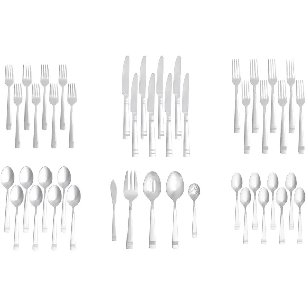 Amazon Basics 20Piece Stainless Steel Flatware Set with Round Edge Service for 4 Silver45Piece Bistro