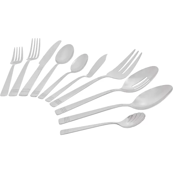 Amazon Basics 20Piece Stainless Steel Flatware Set with Round Edge Service for 4 Silver45Piece Bistro