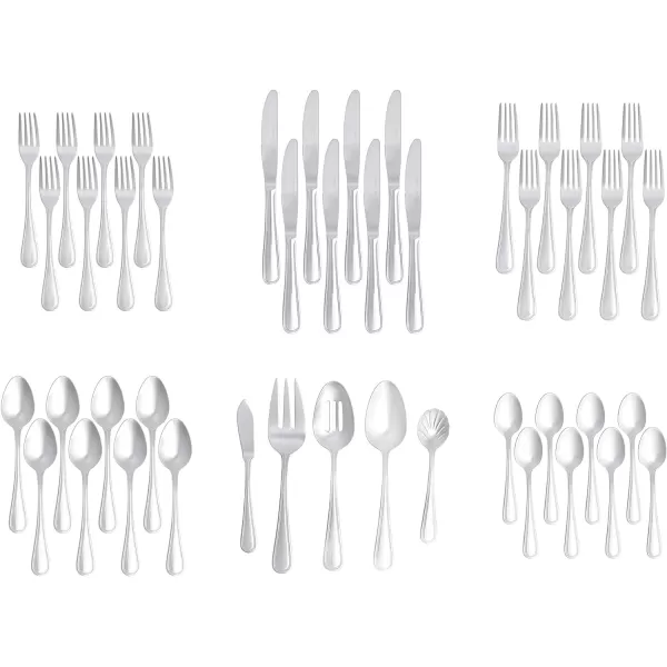 Amazon Basics 20Piece Stainless Steel Flatware Set with Round Edge Service for 4 Silver45Piece Crown