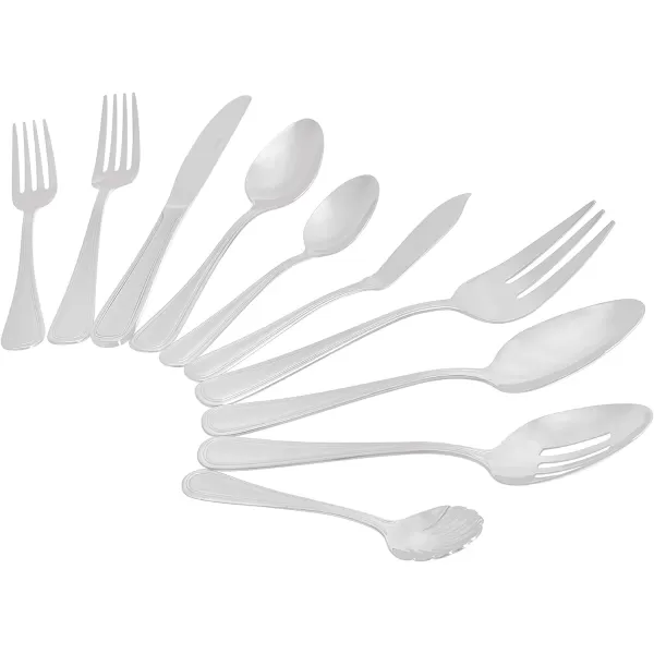 Amazon Basics 20Piece Stainless Steel Flatware Set with Round Edge Service for 4 Silver45Piece Crown