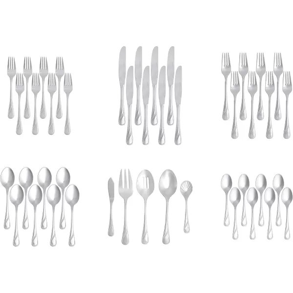 Amazon Basics 20Piece Stainless Steel Flatware Set with Round Edge Service for 4 Silver45Piece Modern Finish