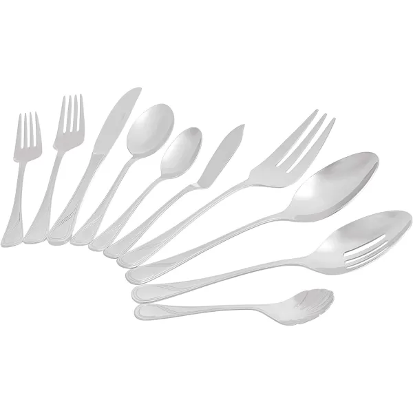 Amazon Basics 20Piece Stainless Steel Flatware Set with Round Edge Service for 4 Silver45Piece Modern Finish