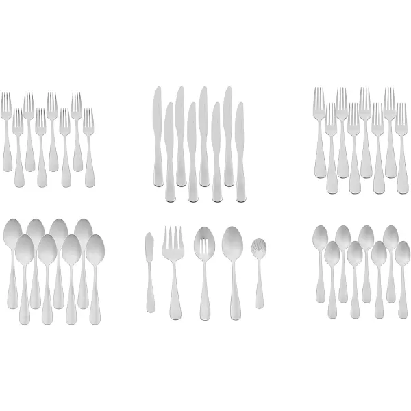 Amazon Basics 20Piece Stainless Steel Flatware Set with Round Edge Service for 4 Silver45Piece Round Edge