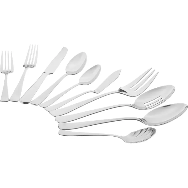 Amazon Basics 20Piece Stainless Steel Flatware Set with Round Edge Service for 4 Silver45Piece Square Edge