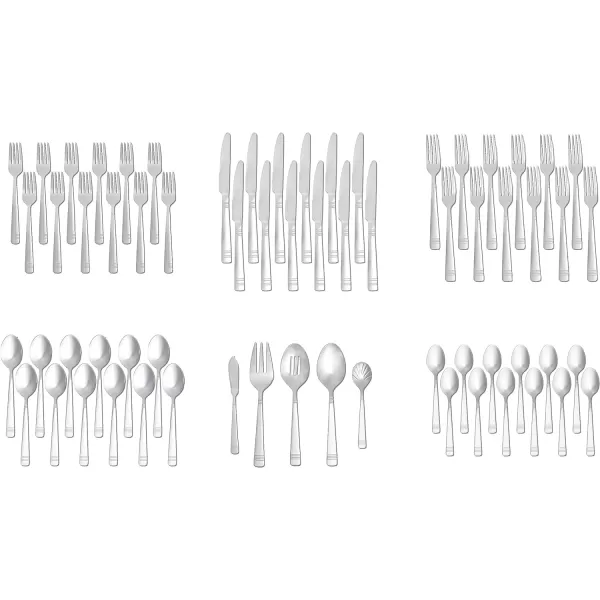 Amazon Basics 20Piece Stainless Steel Flatware Set with Round Edge Service for 4 Silver65Piece Bistro