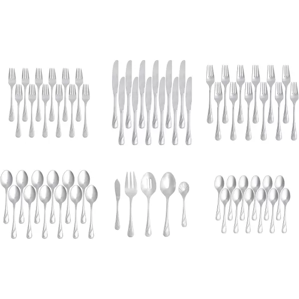 Amazon Basics 20Piece Stainless Steel Flatware Set with Round Edge Service for 4 Silver65Piece Modern Finish