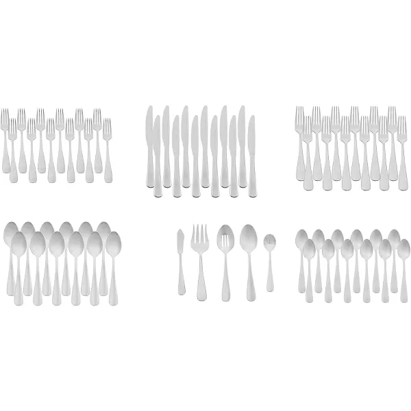 Amazon Basics 20Piece Stainless Steel Flatware Set with Round Edge Service for 4 Silver65Piece Round Edge
