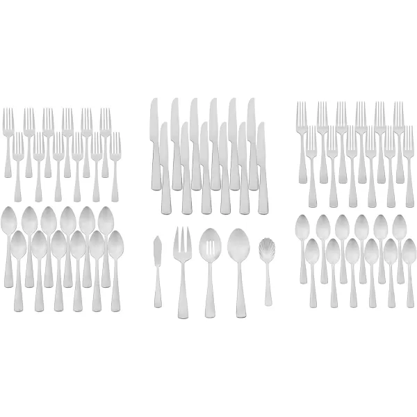 Amazon Basics 20Piece Stainless Steel Flatware Set with Round Edge Service for 4 Silver65Piece Square Edge