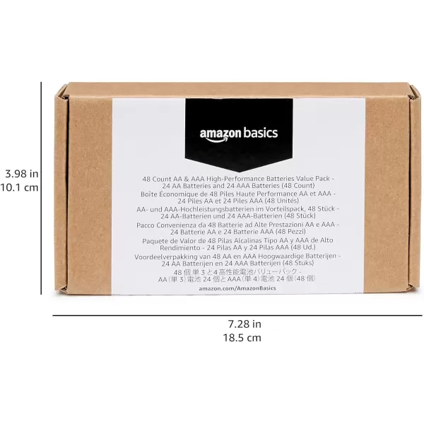 Amazon Basics 24 Count AA amp AAA HighPerformance Batteries Value Pack  12 Double AA Batteries and 12 Triple AAA Batteries48 Count Pack of 1