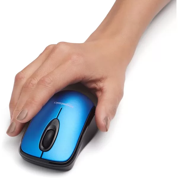 Amazon Basics 24 Ghz Wireless Optical Computer Mouse with USB Nano Receiver BlackBlue 1Pack