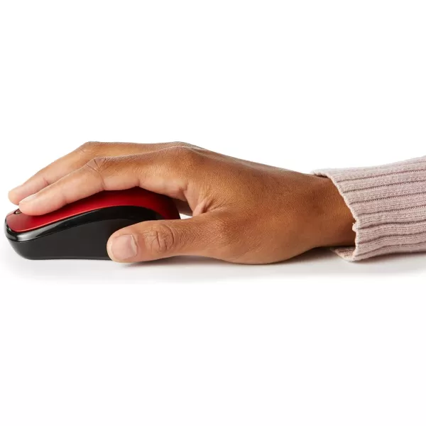 Amazon Basics 24 Ghz Wireless Optical Computer Mouse with USB Nano Receiver BlackRed 1Pack