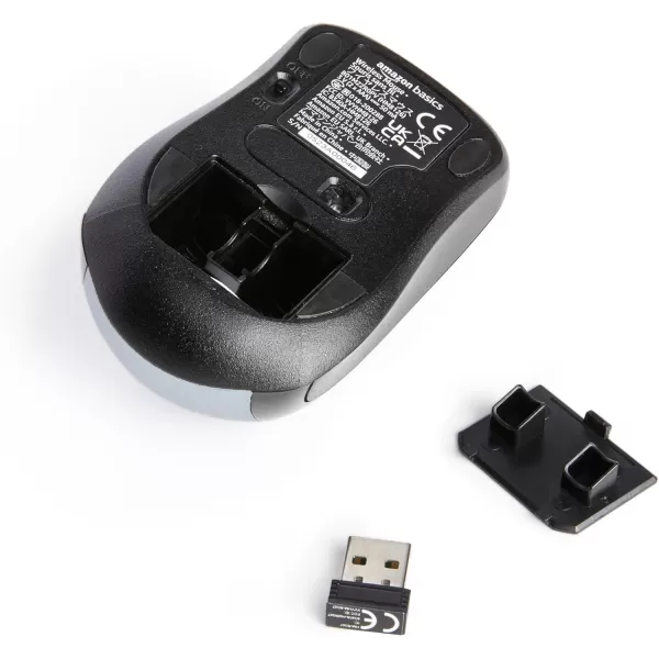 Amazon Basics 24 Ghz Wireless Optical Computer Mouse with USB Nano Receiver BlackSilver 1Pack