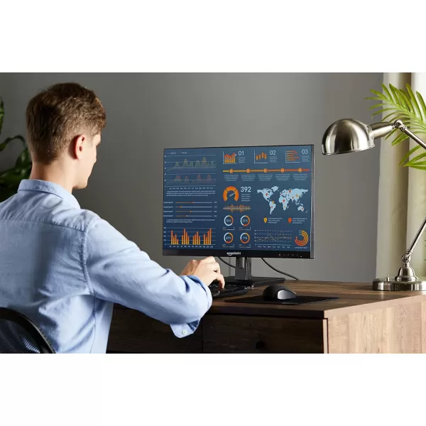 Amazon Basics 24 Inch Monitor Powered with AOC Technology FHD 1080P 75hz VESA Compatible Builtin Speakers Black24Inch