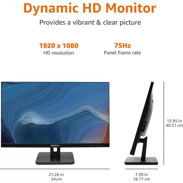 Amazon Basics 24 Inch Monitor Powered with AOC Technology FHD 1080P 75hz VESA Compatible Builtin Speakers Black24Inch