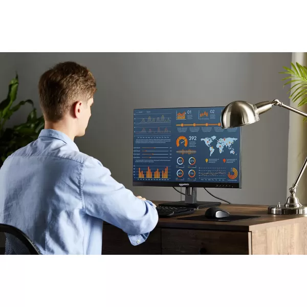 Amazon Basics 24 Inch Monitor Powered with AOC Technology FHD 1080P 75hz VESA Compatible Builtin Speakers Black27Inch
