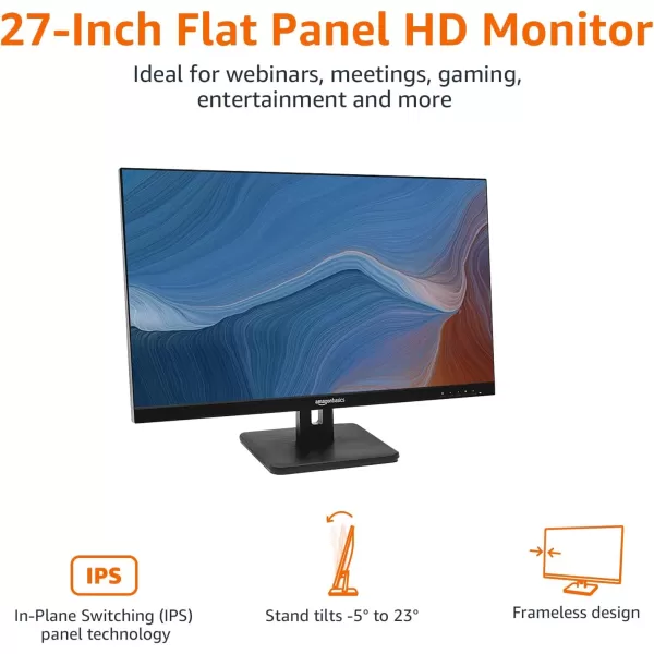 Amazon Basics 24 Inch Monitor Powered with AOC Technology FHD 1080P 75hz VESA Compatible Builtin Speakers Black27Inch