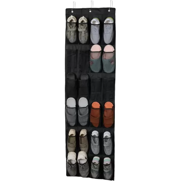 Amazon Basics 24 Medium Pocket OvertheDoor Hanging Shoe Organizer Light GreyBlack