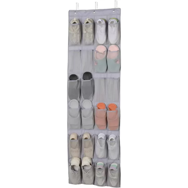 Amazon Basics 24 Medium Pocket OvertheDoor Hanging Shoe Organizer Light GreyGray