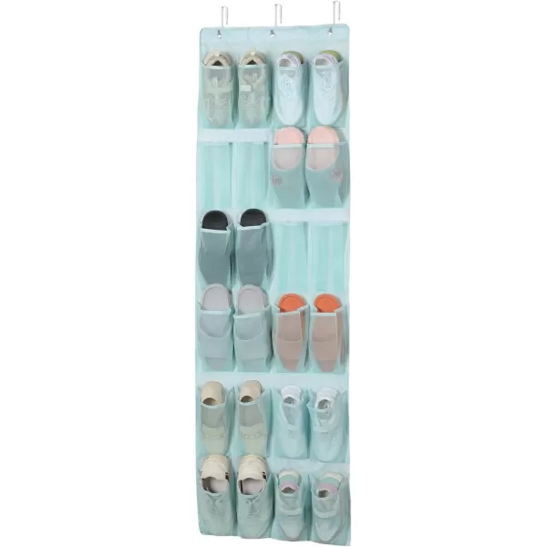 Amazon Basics 24 Medium Pocket OvertheDoor Hanging Shoe Organizer Light GreyJade Green