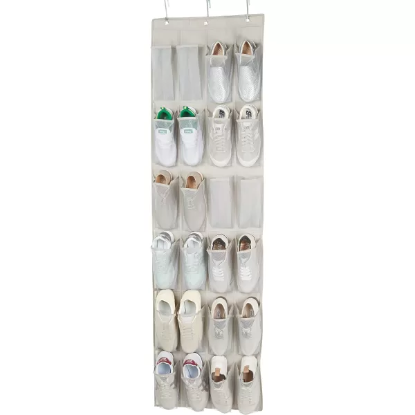 Amazon Basics 24 Medium Pocket OvertheDoor Hanging Shoe Organizer Light GreyLight Grey