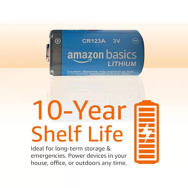 Amazon Basics 24Pack CR123A Lithium Batteries 3 Volt 10Year Shelf Life12 Count Pack of 1