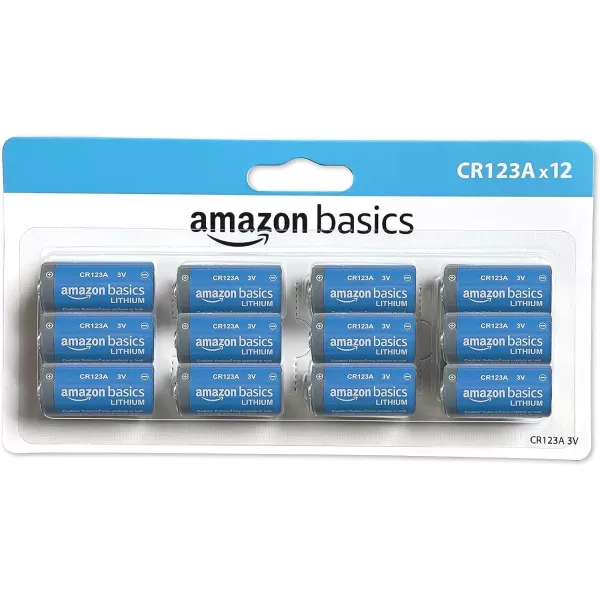 Amazon Basics 24Pack CR123A Lithium Batteries 3 Volt 10Year Shelf Life12 Count Pack of 1