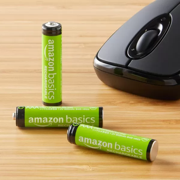 Amazon Basics 24Pack Rechargeable AAA NiMH Performance Batteries 800 mAh Recharge up to 1000x Times PreCharged4 Count Pack of 1