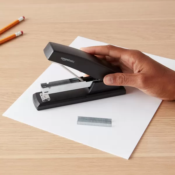 Amazon Basics 25Sheet Capacity NonSlip Office Stapler with 1000 Staples Black  Pack of 1212Pack