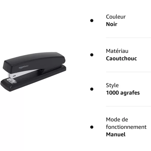 Amazon Basics 25Sheet Capacity NonSlip Office Stapler with 1000 Staples Black  Pack of 121Pack