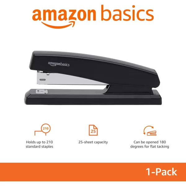 Amazon Basics 25Sheet Capacity NonSlip Office Stapler with 1000 Staples Black  Pack of 121Pack