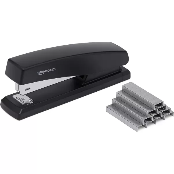 Amazon Basics 25Sheet Capacity NonSlip Office Stapler with 1000 Staples Black  Pack of 123Pack
