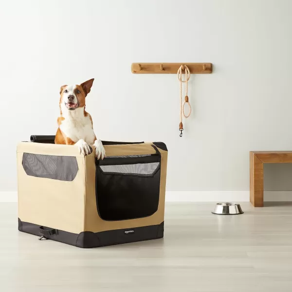 Amazon Basics 2Door Portable SoftSided Folding Soft Dog Travel Crate Kennel Medium 21 x 21 x 30 Inches TanL  36