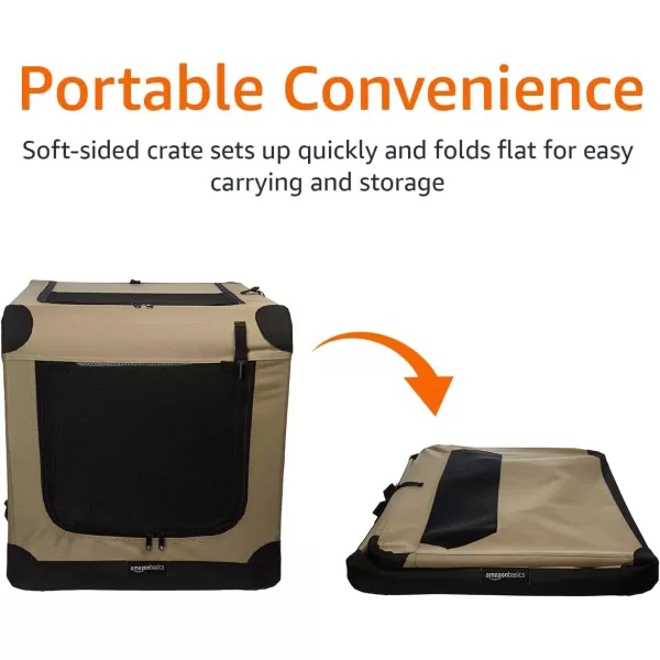 Amazon Basics 2Door Portable SoftSided Folding Soft Dog Travel Crate Kennel Medium 21 x 21 x 30 Inches TanL  36