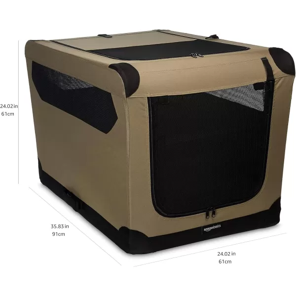 Amazon Basics 2Door Portable SoftSided Folding Soft Dog Travel Crate Kennel Medium 21 x 21 x 30 Inches TanL  36