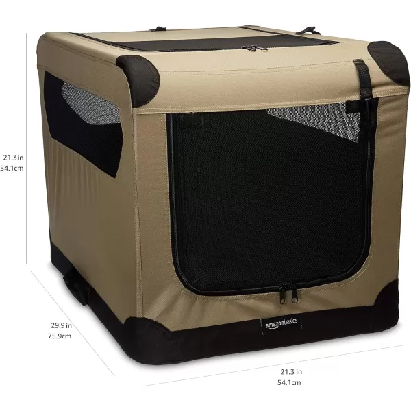 Amazon Basics 2Door Portable SoftSided Folding Soft Dog Travel Crate Kennel Medium 21 x 21 x 30 Inches TanM  30