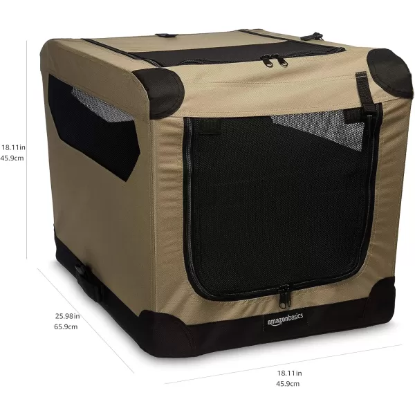 Amazon Basics 2Door Portable SoftSided Folding Soft Dog Travel Crate Kennel Medium 21 x 21 x 30 Inches TanS  26
