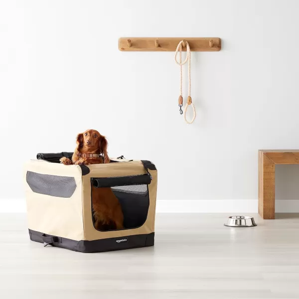 Amazon Basics 2Door Portable SoftSided Folding Soft Dog Travel Crate Kennel Medium 21 x 21 x 30 Inches TanS  26