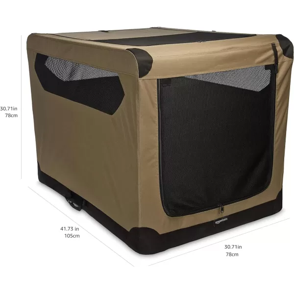 Amazon Basics 2Door Portable SoftSided Folding Soft Dog Travel Crate Kennel Medium 21 x 21 x 30 Inches TanXL  42