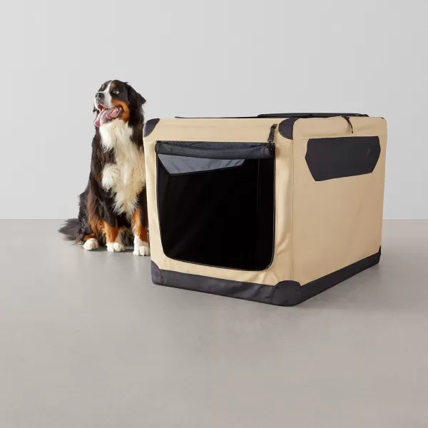 Amazon Basics 2Door Portable SoftSided Folding Soft Dog Travel Crate Kennel Medium 21 x 21 x 30 Inches TanXL  42